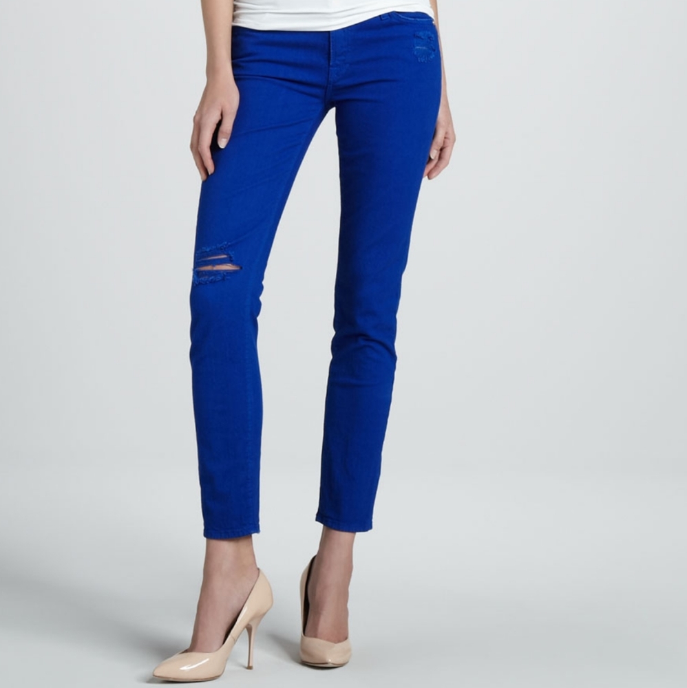 7 For All Mankind Blue Straight Leg Jeans